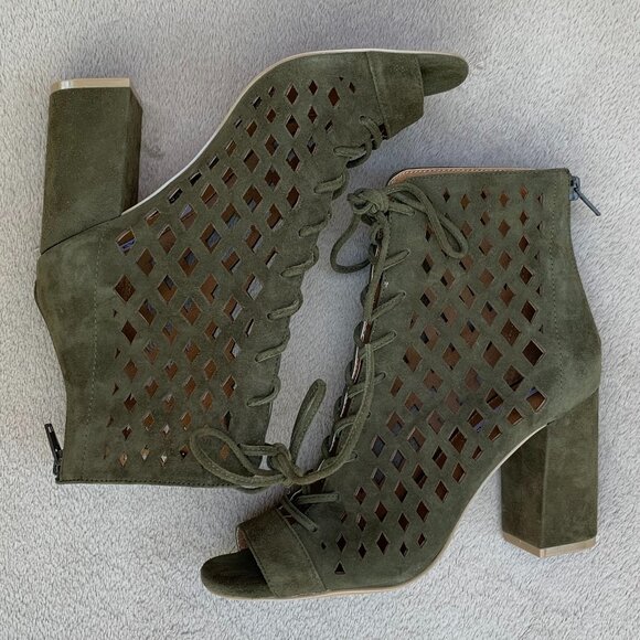 Steve Madden Denay Caged Peep Toe Block Heel Booties - Picture 10 of 13